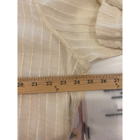 Units Women Natural Textured Striped Button Up Shirt Plus Size 2X - Picture 7 of 7